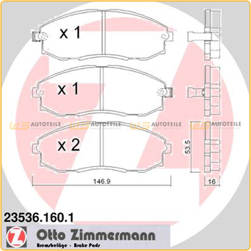 ZIMMERMANN Bremsbeläge Bremsbelagsatz für Hyundai H-1 Starex bis 11.2002 vorne
