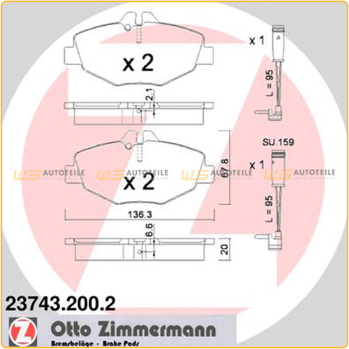 ZIMMERMANN Bremsbeläge Bremsklötze + Wako für Mercedes E-Klasse W211 S211 vorne