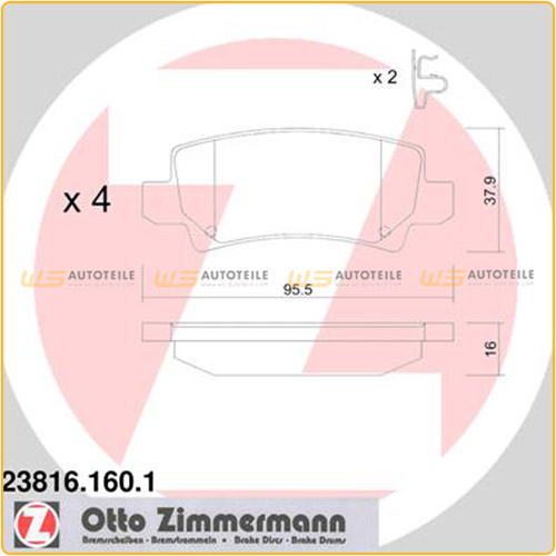 ZIMMERMANN Bremsbeläge TOYOTA Corolla (E12) 1.4-1.8 1.4 D 2.0 D-4D hinten