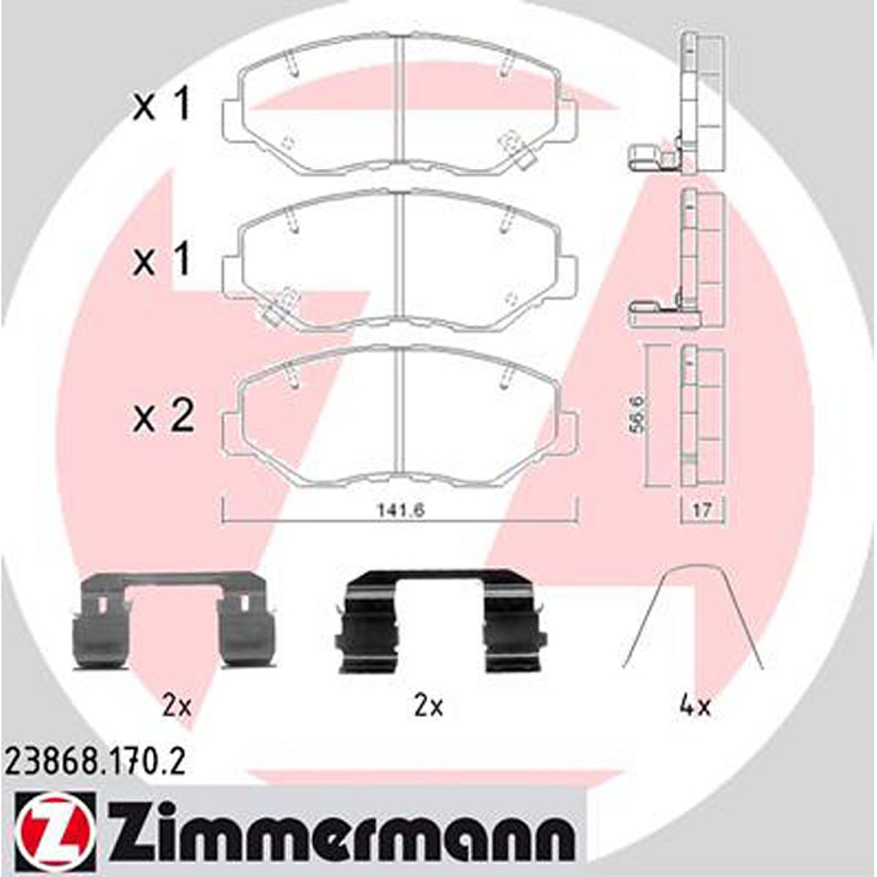 ZIMMERMANN Bremsbeläge Bremsbelagsatz für Honda CR-V II (RD) 2.0 2.2CTDi vorne