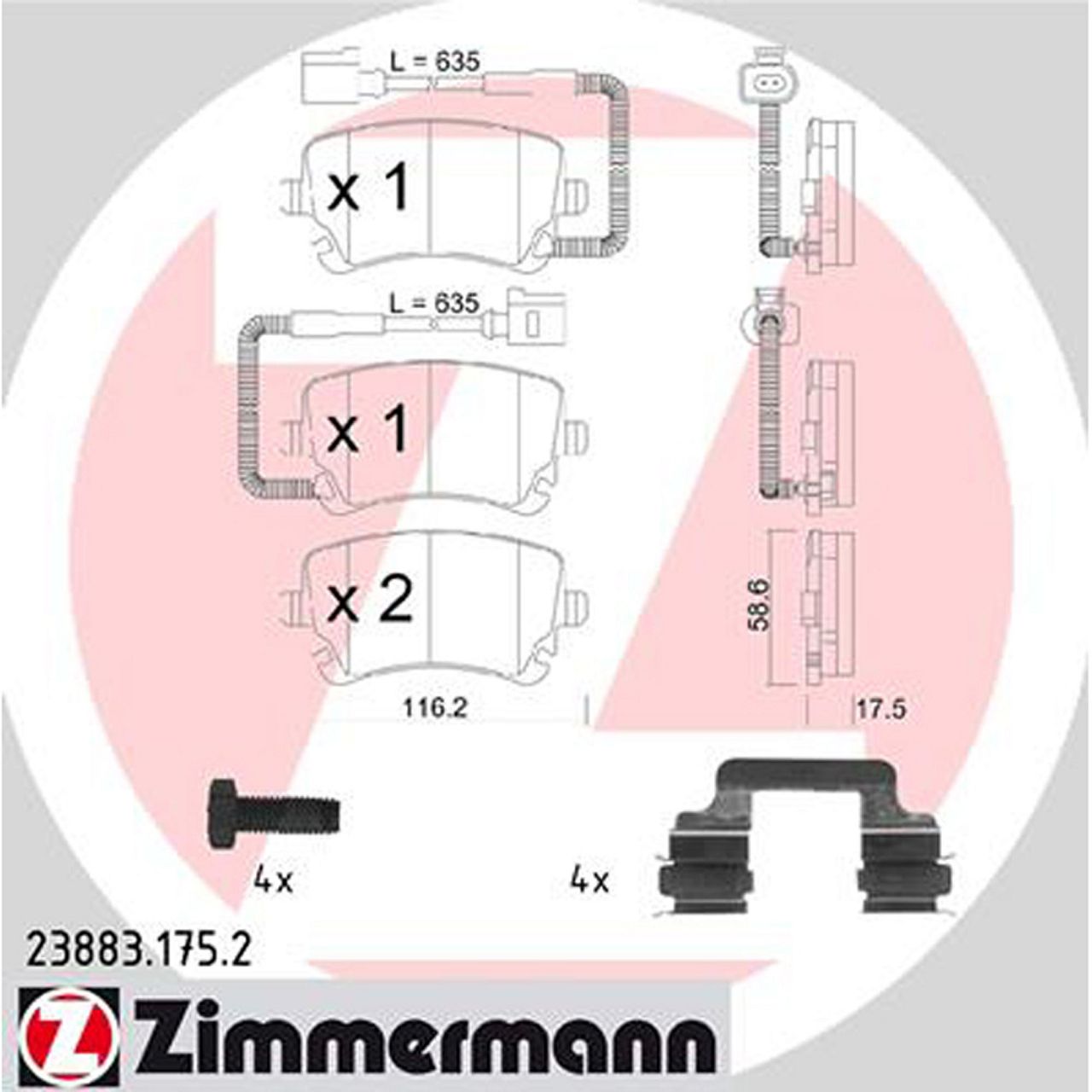 ZIMMERMANN Bremsscheiben + Bremsbeläge + Wako VW Phaeton (3D) PR-1KD hinten