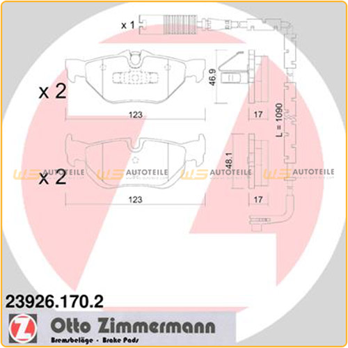 ZIMMERMANN Bremsbeläge Bremsbelagsatz + Wako für BMW 3er E90 318i 320i hinten