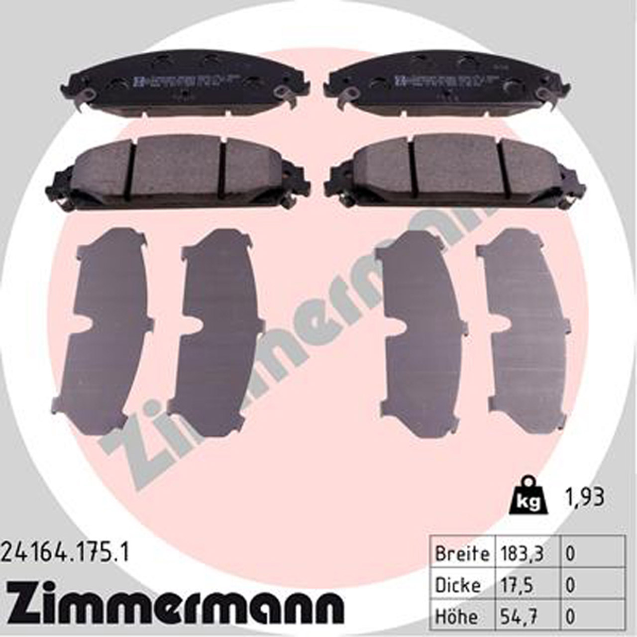 ZIMMERMANN Bremsbeläge für CHRYSLER 300 C (LX, LE) + LANCIA THEMA (LX_) vorne