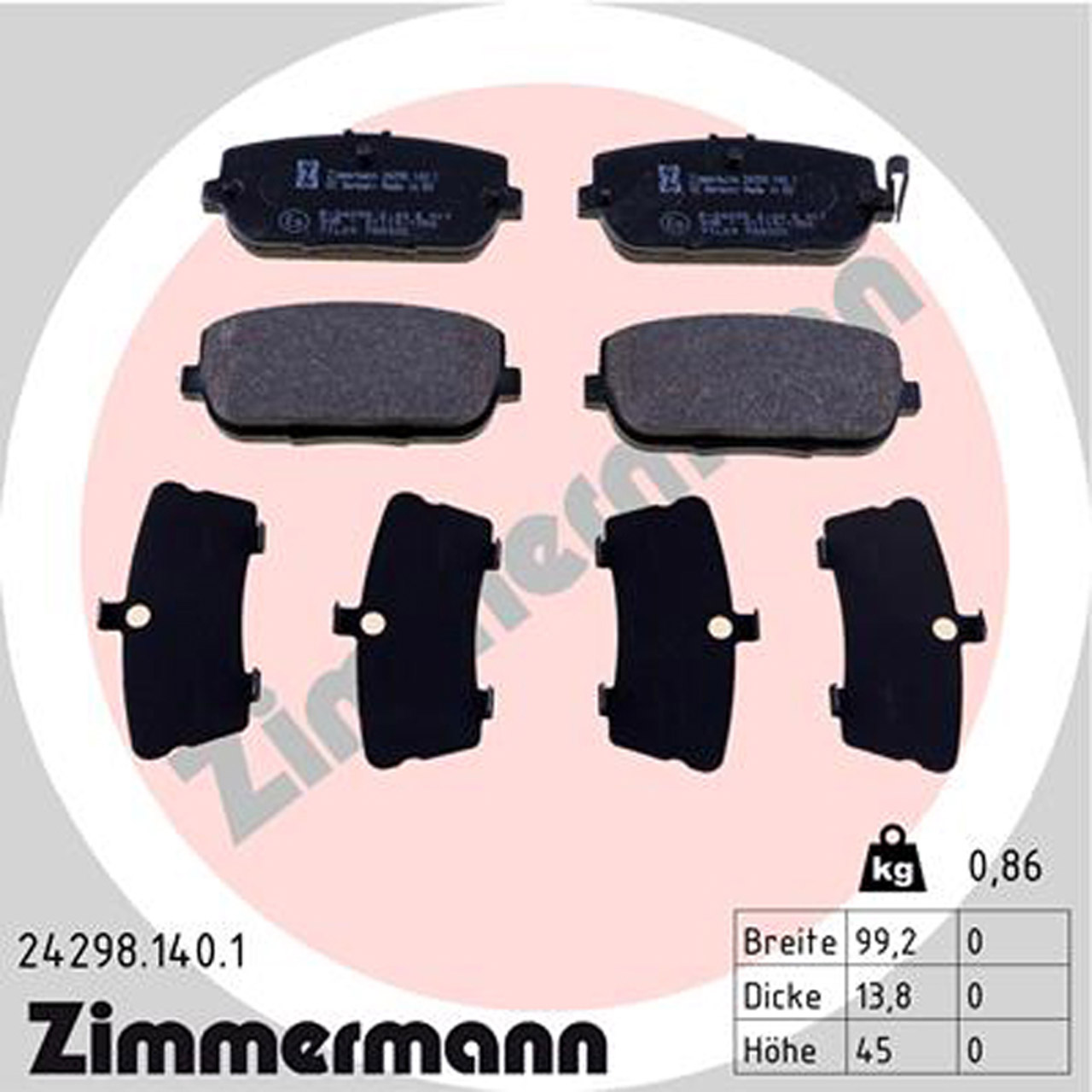 ZIMMERMANN Bremsscheiben + Bremsbeläge MAZDA MX-5 III (NC) 1.8 2.0 126/160 PS hinten