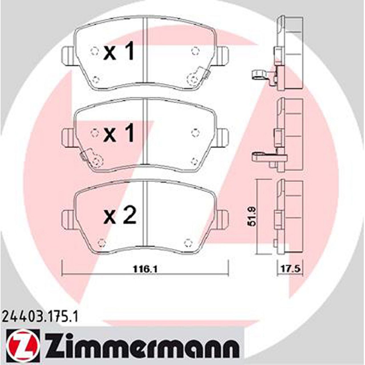 ZIMMERMANN Bremsbeläge für NISSAN MICRA IV (K13) 1.2 1.2DIG-S 80/98 PS vorne