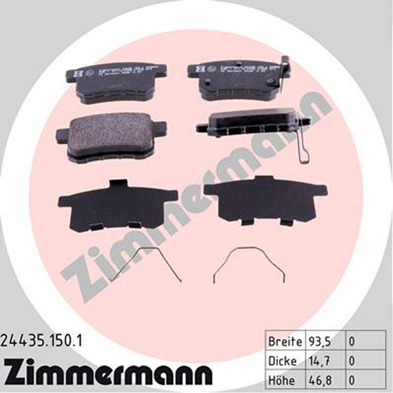 ZIMMERMANN Bremsscheiben + Beläge HONDA Accord 8 mit Schaltgetriebe hinten