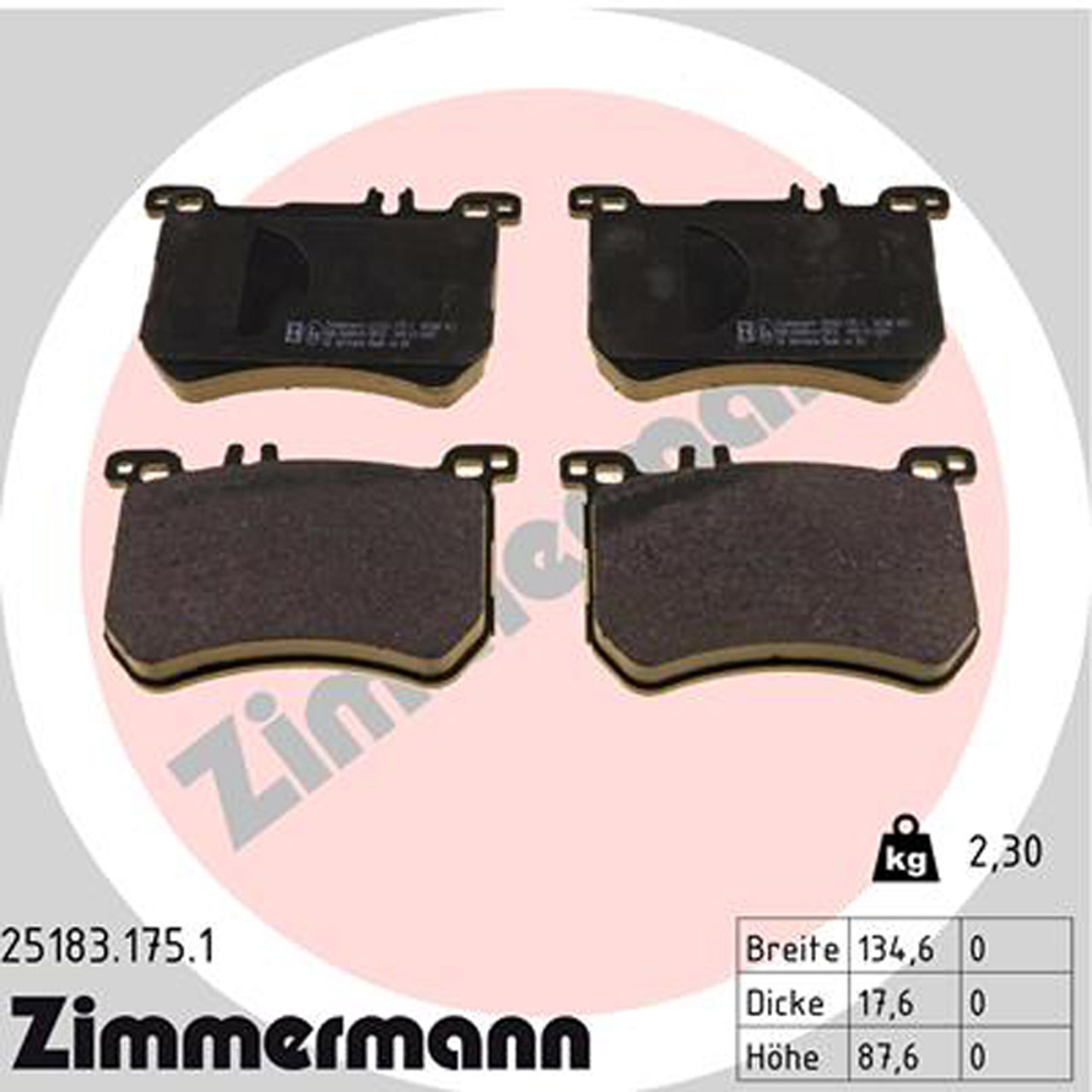 ZIMMERMANN Bremsbeläge MERCEDES W222 V222 X222 S320-400 SL R231 350-500 vorne