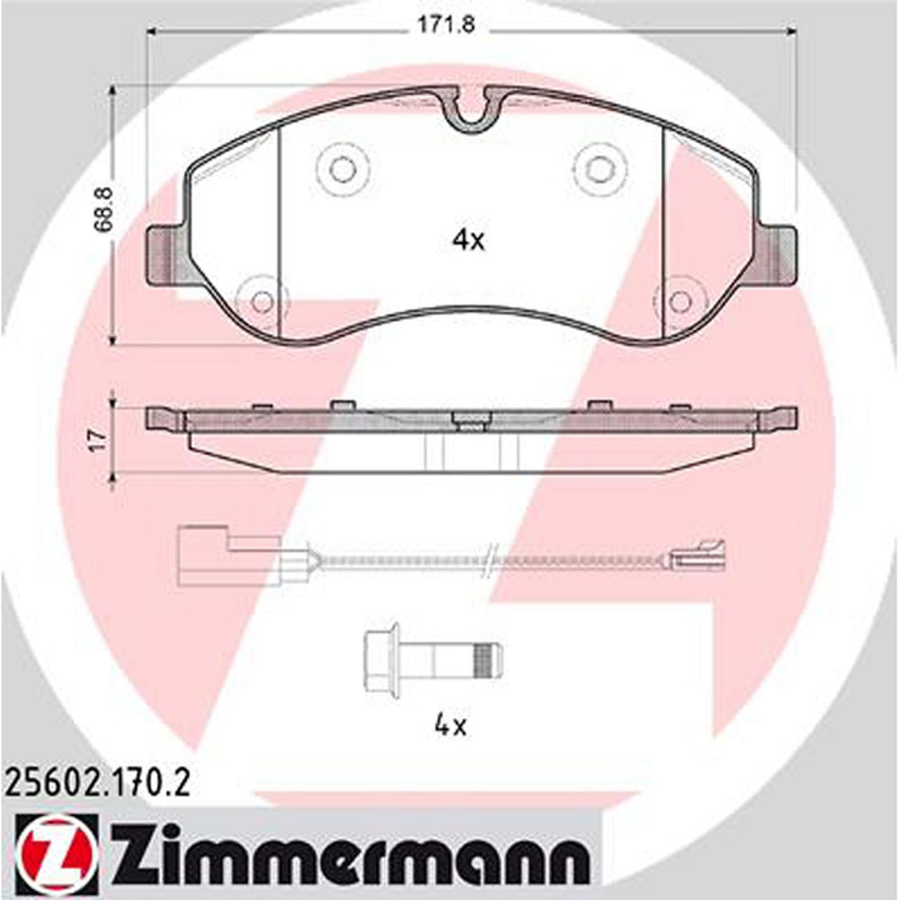 ZIMMERMANN Bremsbeläge Bremsklötze + Wako für Ford Tourneo Transit Custom vorne