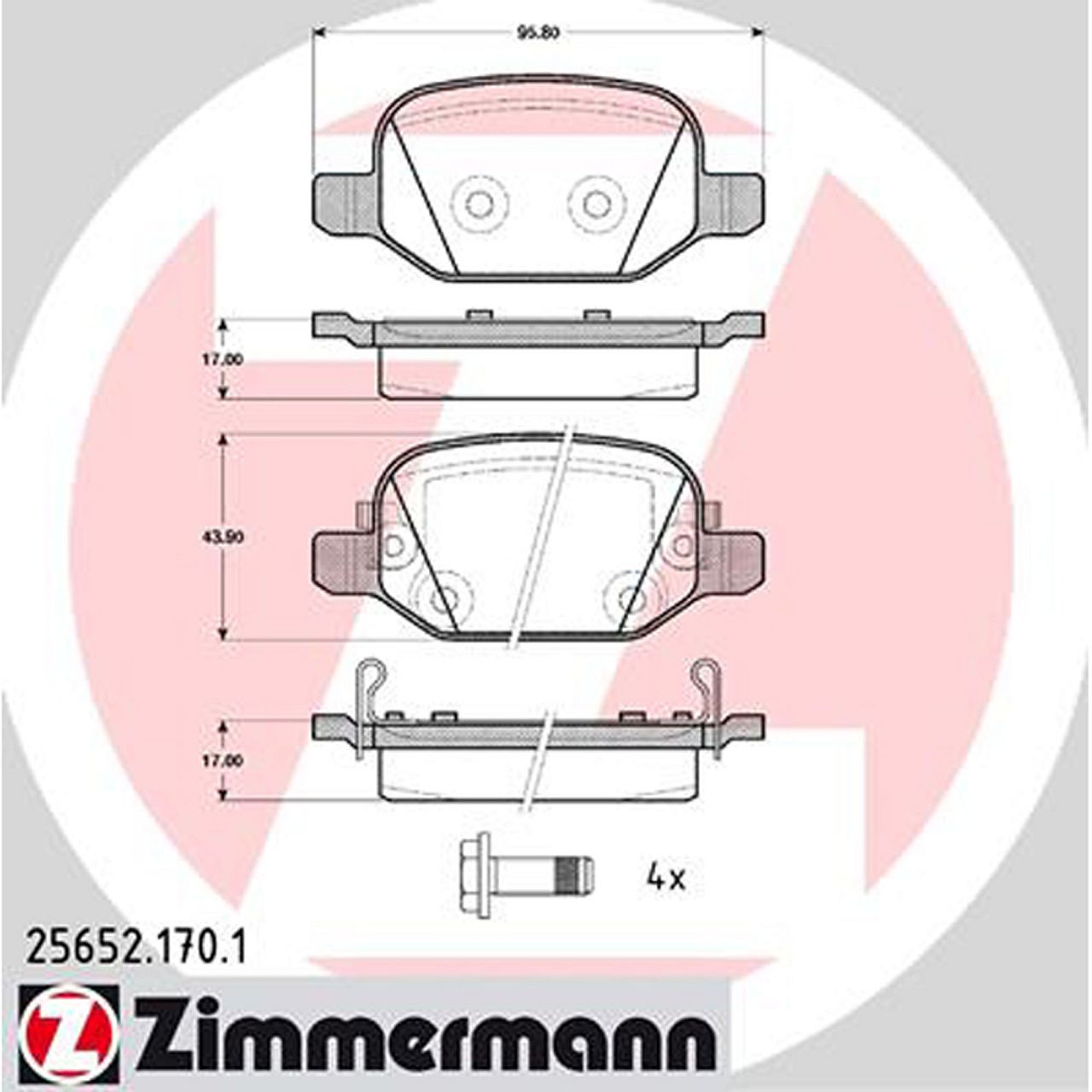 ZIMMERMANN Bremsbeläge Bremsklötze für Fiat 500L ab 09.2012 hinten