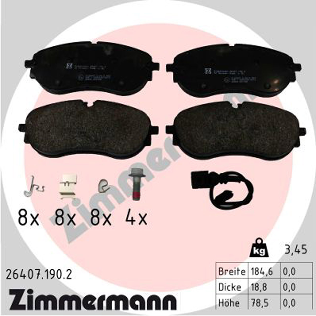 ZIMMERMANN Bremsbeläge + Sensor VW ID.4 ID.5 AUDI Q4 F4 SKODA Enyaq iV vorne 1EA698151D