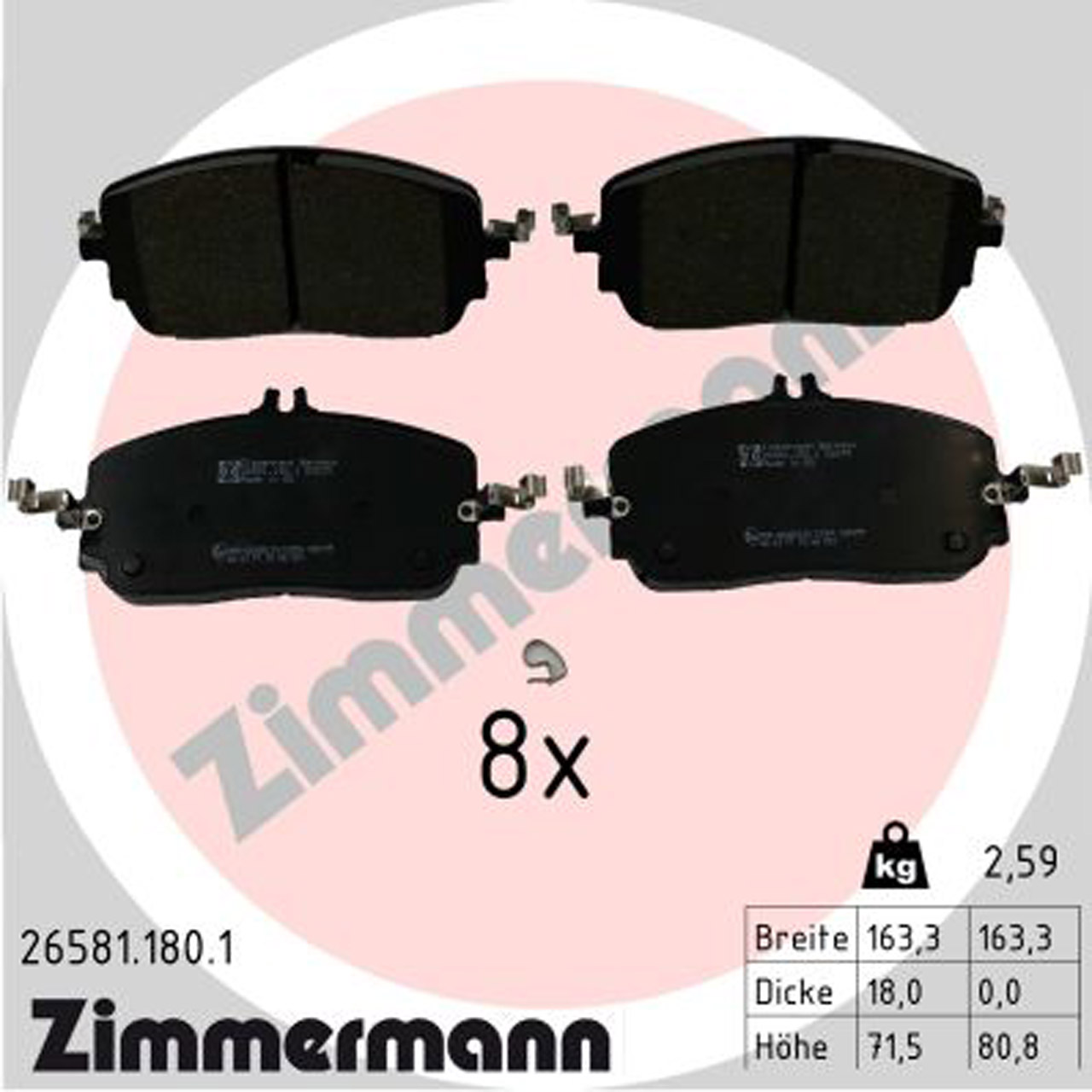 ZIMMERMANN Bremsbeläge Bremsklötze MERCEDES-BENZ C-Klasse W206 S206 GLC X254 vorne