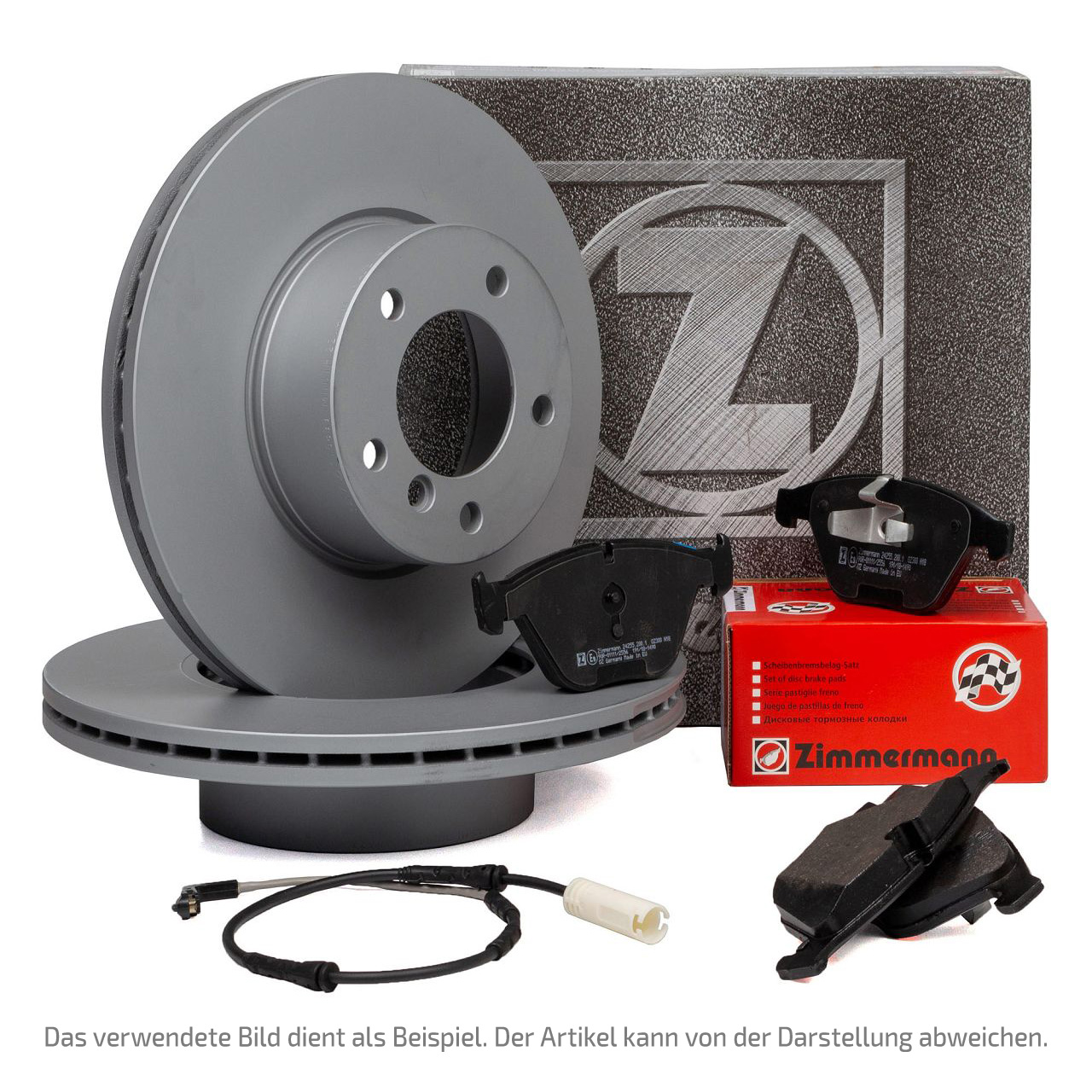 ZIMMERMANN Bremsscheiben + Beläge + Sensor MERCEDES W211 S211 E320 E280CDI 320CDI vorne