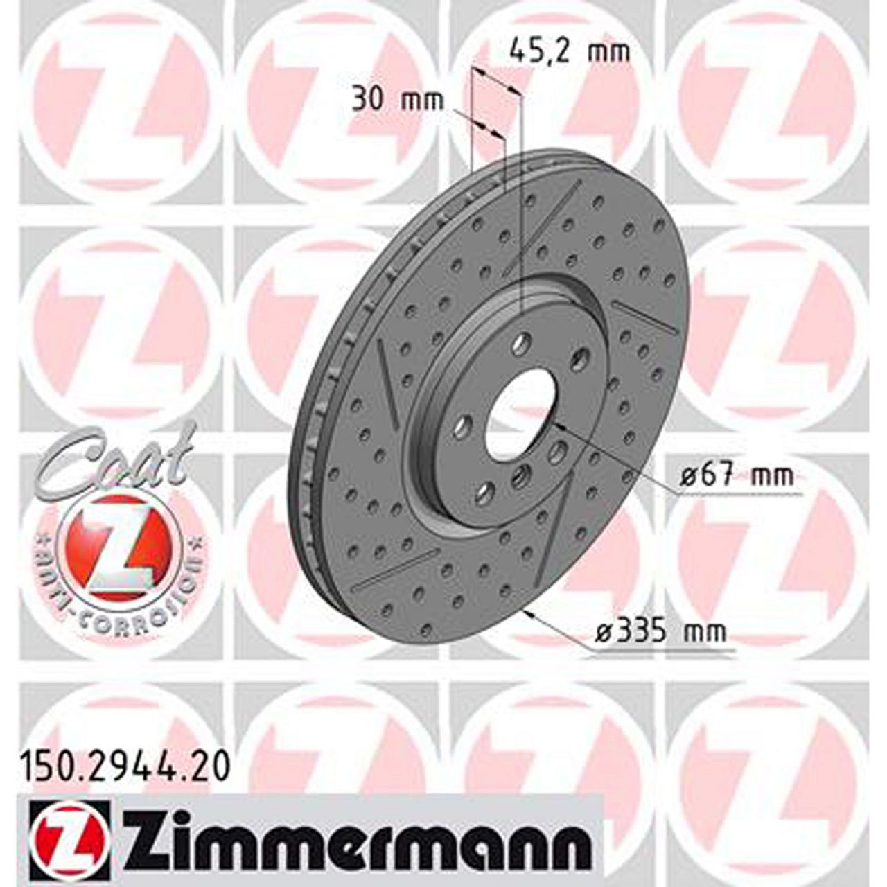 ZIMMERMANN Bremsscheiben + Beläge + Wako MINI Clubman F54 17 Zoll mit JCW-Bremse vorne