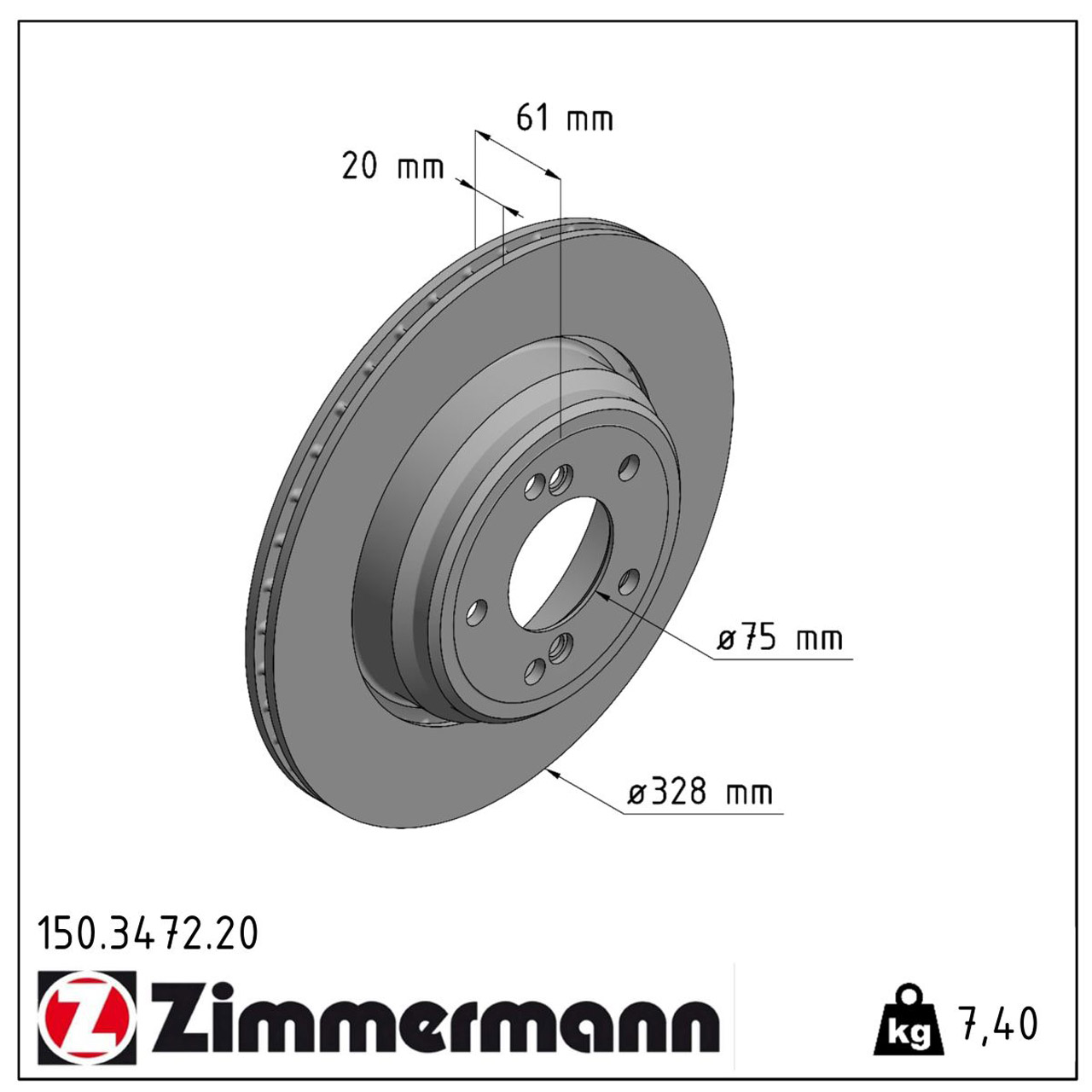 ZIMMERMANN Bremsscheiben für BMW 3er E46 M3 3.2/CSL 5er E39 M5 4.9 5.0 hinten