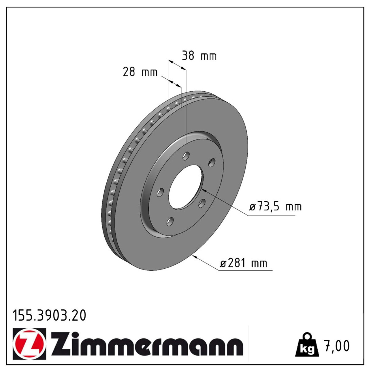 ZIMMERMANN Bremsscheiben + Beläge CHRYSLER Voyager 4 (RG RS) 2.4 3.3 2.5 CRD 15 Zoll vorne