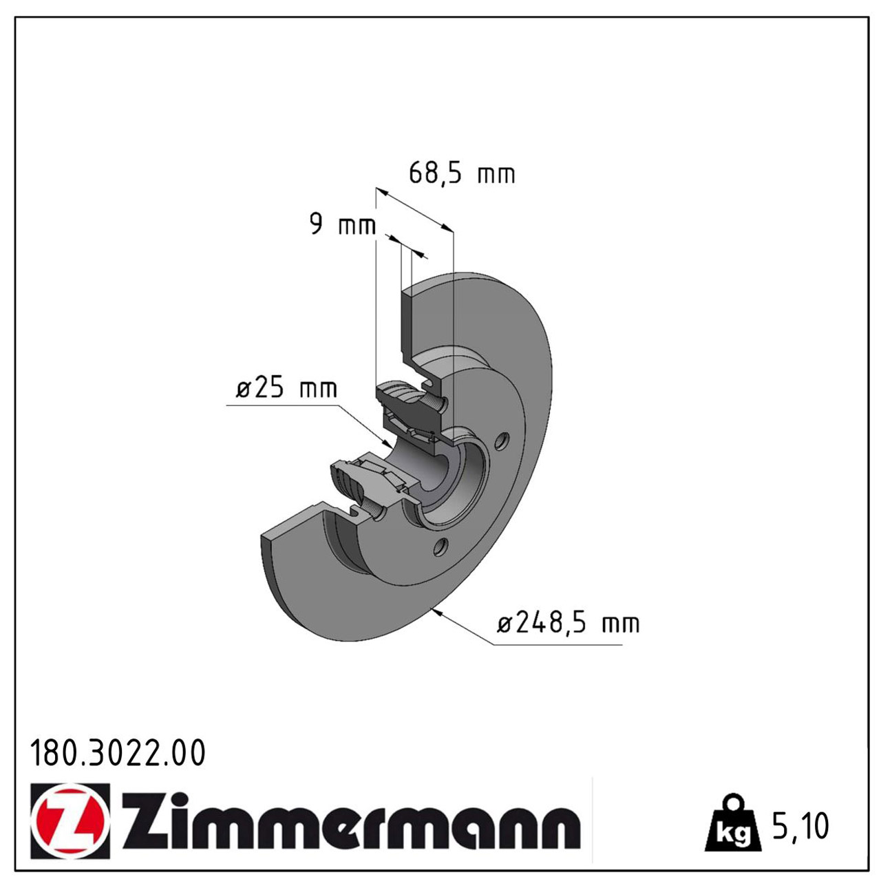 ZIMMERMANN Bremsscheiben + Radlager + Bremsbeläge CITROEN C4 I PEUGEOT 307 bis ORGA hinten