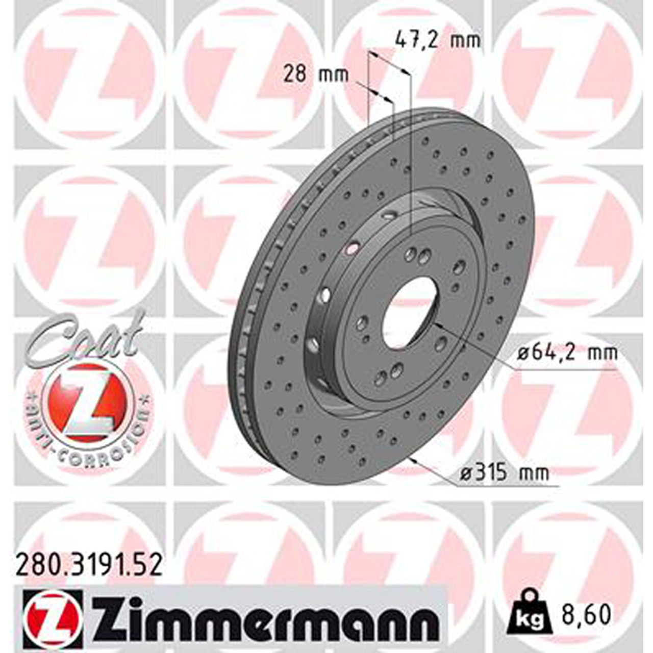 Zimmermann SPORT Bremsscheiben für HONDA CR-V IV (RM_) 2.0 1.6/2.2i-DTEC vorne