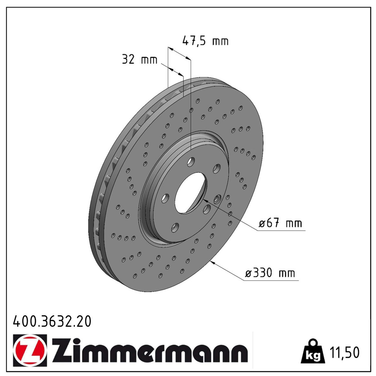 ZIMMERMANN Bremsscheiben Satz MERCEDES W211 S211 W220 S430/500 4-matic vorne 2204211812