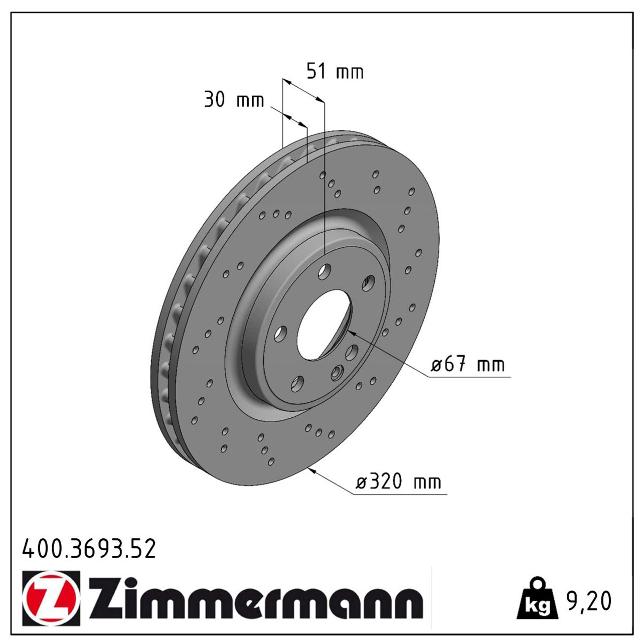 Zimmermann SPORT Bremsscheiben Satz MERCEDES W176 W246 C/X117 X156 ohne Sportpaket vorne
