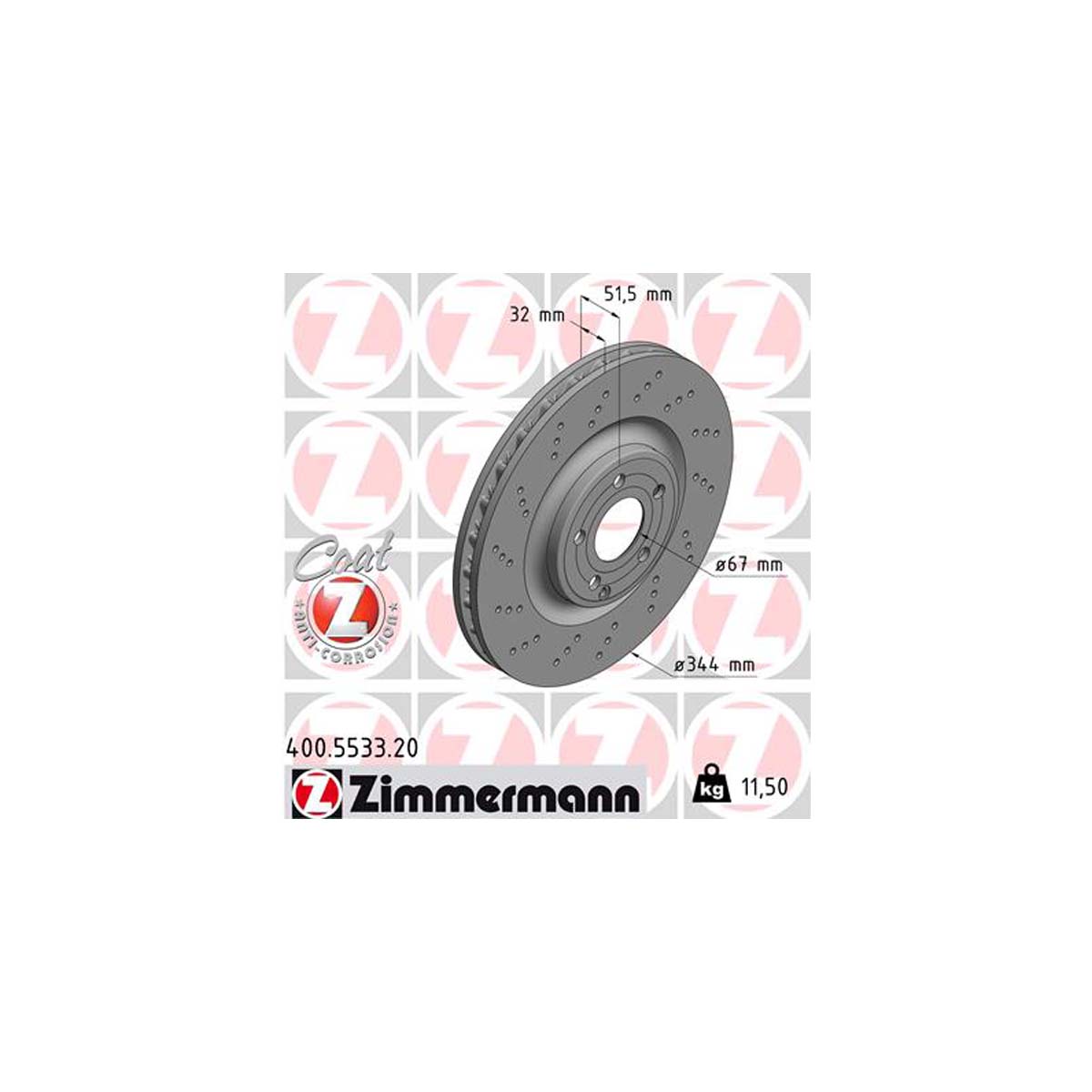 ZIMMERMANN Bremsscheiben + Beläge + Wako MERCEDES C218 X218 CLS 400-matic vorne
