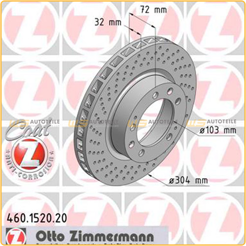 ZIMMERMANN Bremsscheiben + Bremsbeläge + Sensor PORSCHE 993 3.8 Carrera 4 300/301 PS vorne