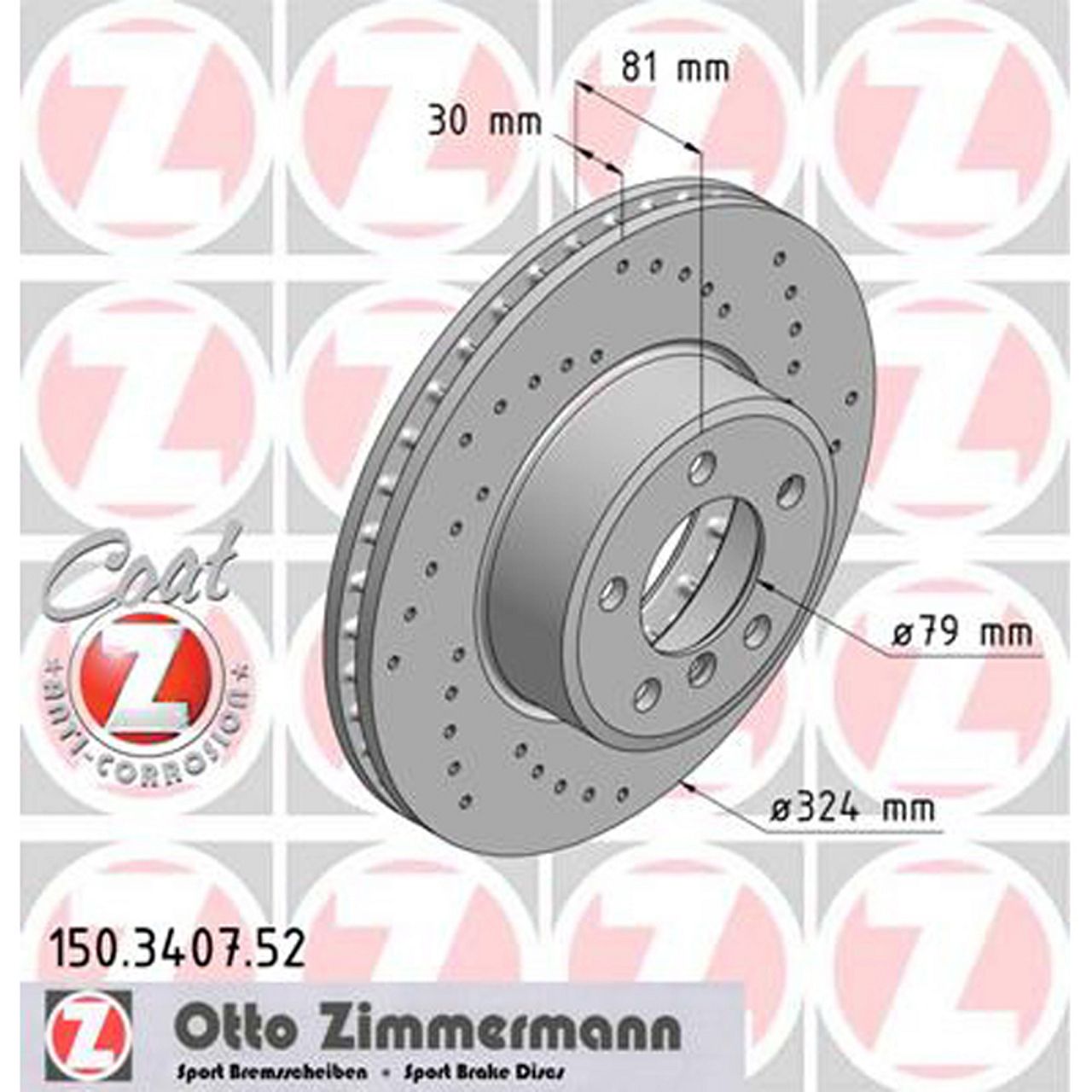 Zimmermann SPORT Bremsscheiben + Beläge + Wako BMW 7er E65-67 730i 735i 730d vorne