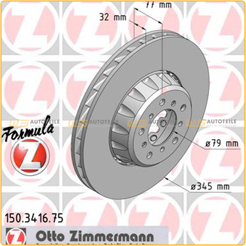 Zimmermann FORMULA Z Bremsscheiben + Beläge + Wako BMW 5er E39 M5 400 PS vorne