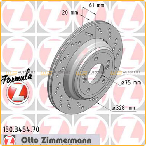 Zimmermann FORMULA Z Bremsscheiben Satz BMW E46 M3 / CSL Z4M 343/360 PS hinten