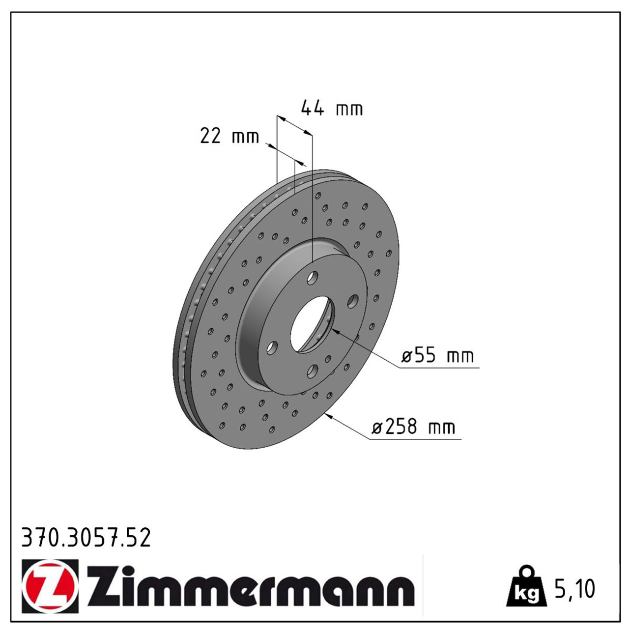 Zimmermann SPORT Bremsscheiben für MAZDA 2 DL DJ 1.5 1.5 D MX-5 IV 1.5 vorne