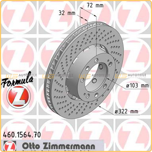 Zimmermann FORMULA Z Bremsscheiben + Beläge + Sensor PORSCHE 993 3.6 Turbo 4 / GT2 vorne