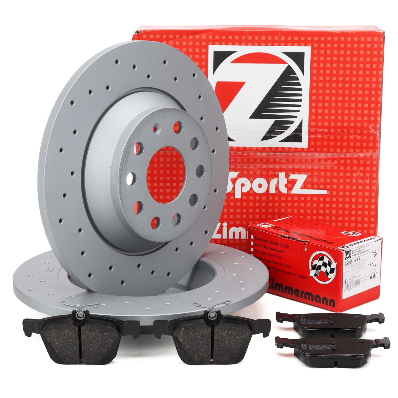 Zimmermann SPORT Bremsscheiben + Bremsbeläge für VW Golf 7 Passat B8 A3 8V Q3 F3 TT hinten