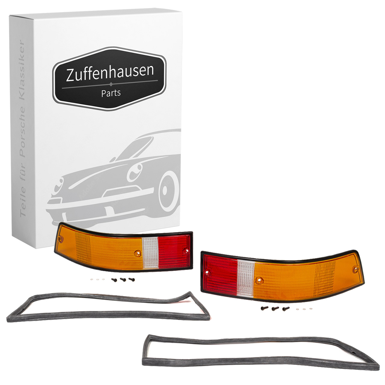 2x Rücklichtglas + Dichtung SCHWARZ EU-Version für PORSCHE 911 1973-1990 links + rechts