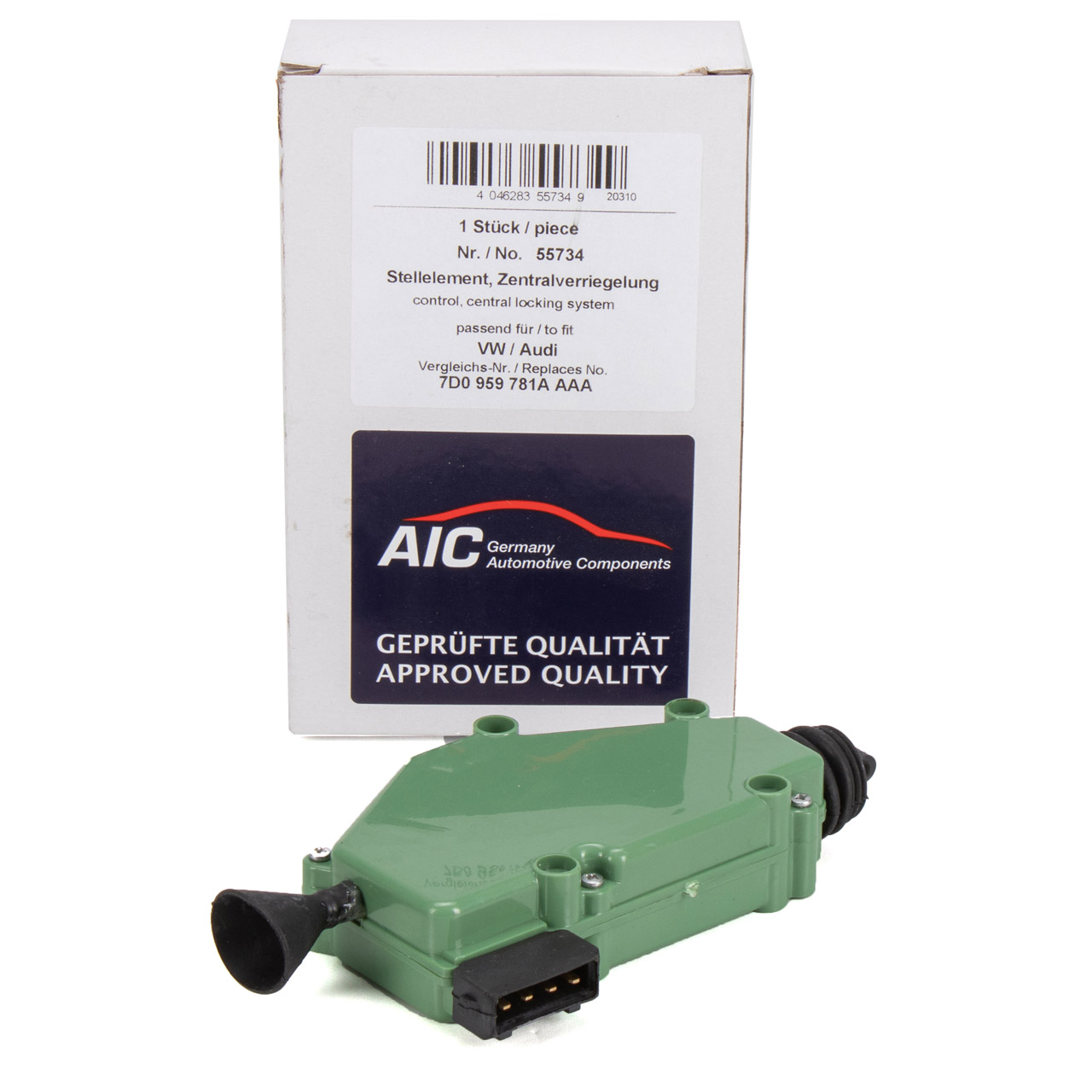 AIC 55734 Stellelement Zentralverriegelung f&uuml;r VW Transporter T2 T3 4-Pin vorne 701959783A