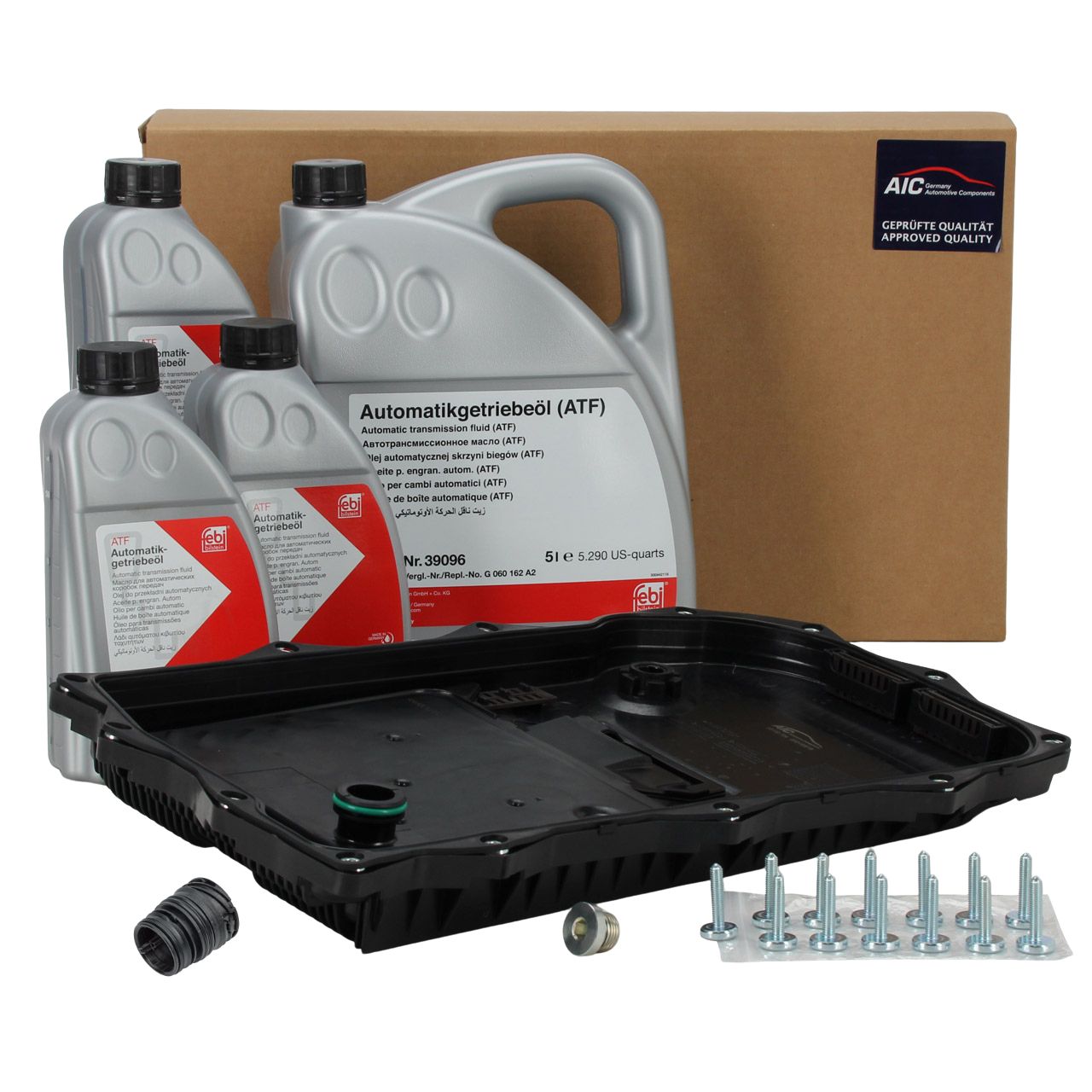 AIC &Ouml;lwanne + Filter Schrauben Automatikgetriebe 8HP45-75 + 8L febi Getriebe&ouml;l f&uuml;r BMW