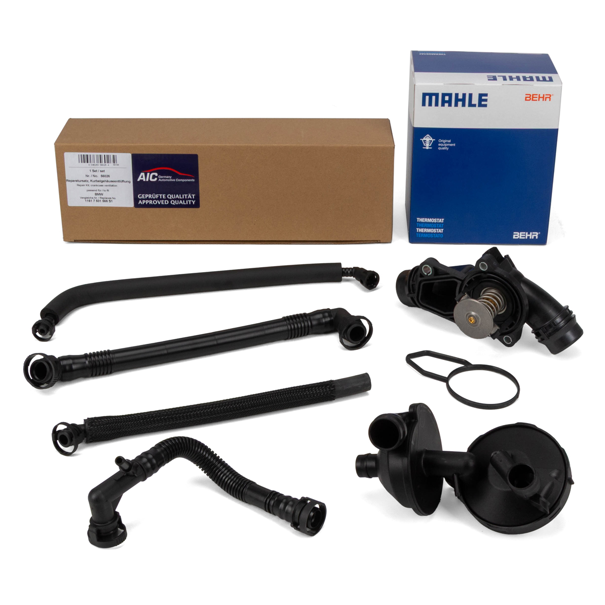 MAHLE Thermostat + AIC Rep.-Satz Kubelgehäuseentlüftung für BMW E46 E39 E60 E65 X3 M52 M54