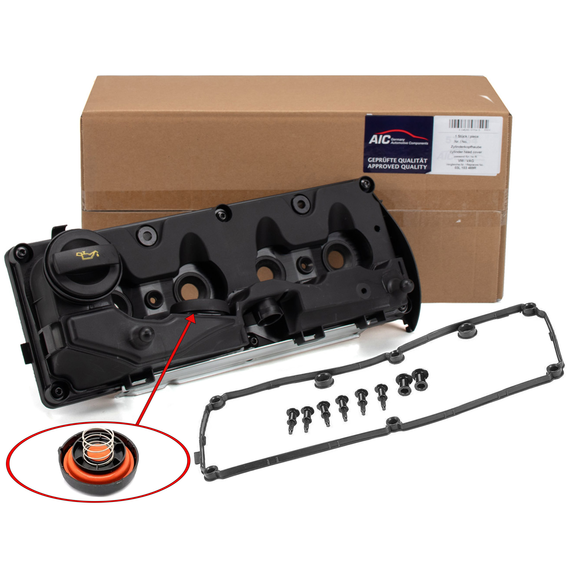 AIC Ventildeckel + Dichtung für VW Golf 6 Passat Tiguan Touran 1.6/2.0 TDI 03L103469R