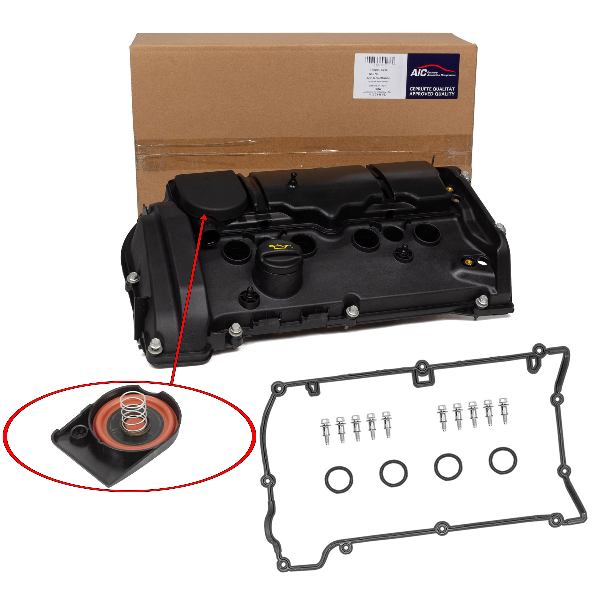 AIC Ventildeckel + Dichtung für BMW F20 F21 114-120i F30 F31 316/320i N13 11127646553