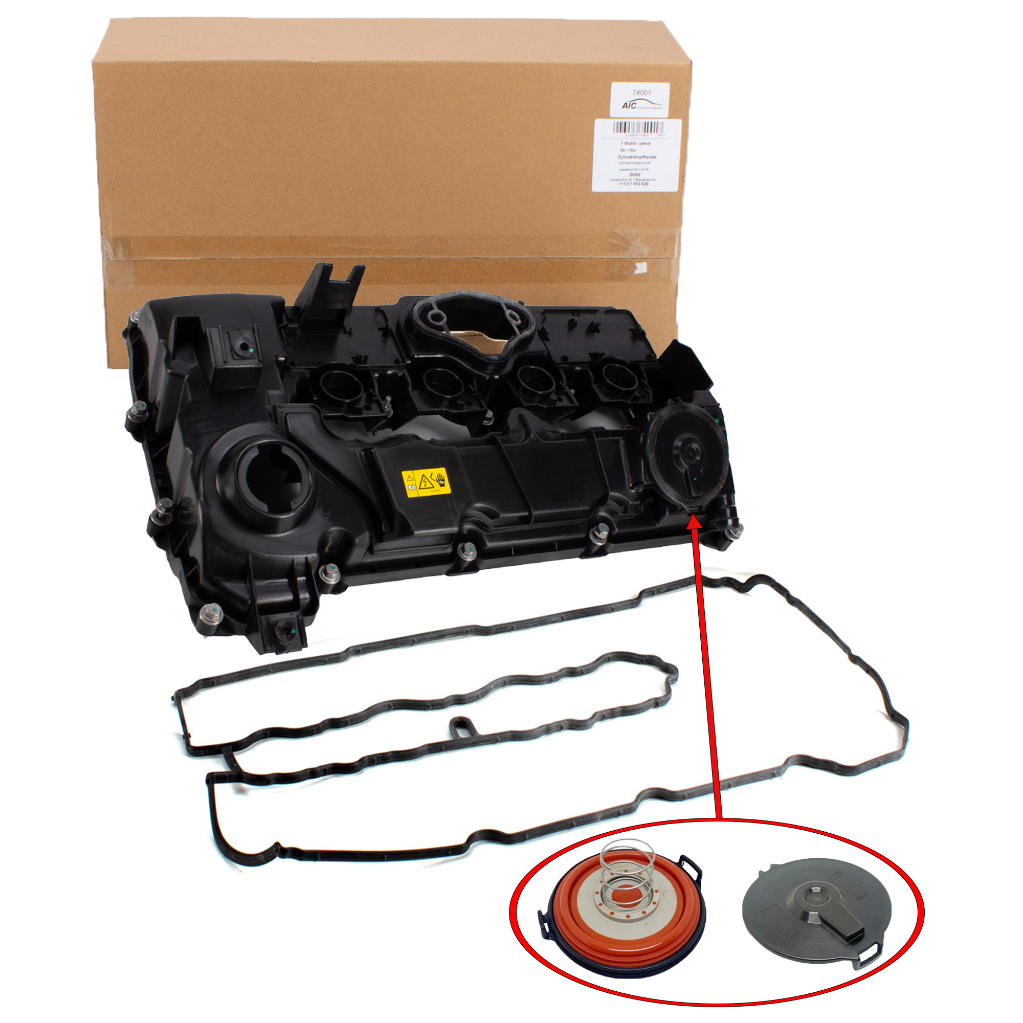 AIC 74001 Ventildeckel + Dichtung für BMW E81-88 E90/91/92/93 E60/61 N43 11127553626