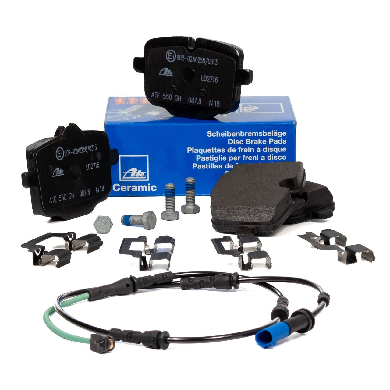 ATE Ceramic Brake Pads + Warning Sensor for BMW 5 Series G30 G31, 7 Series G11 G12, 8 Series G14-16, and X6 (Rear)