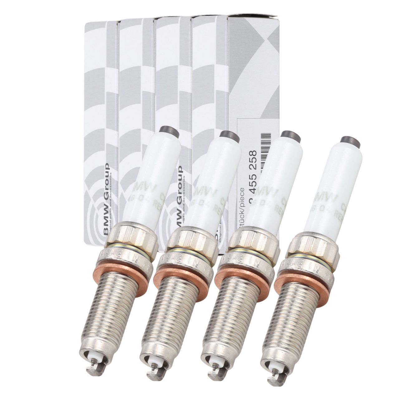 4x ORIGINAL BMW Spark Plugs for 1 Series, 2 Series, 3 Series, 4 Series, 5 Series, 6 Series, 7 Series, X1, X2, X3, X4, Z4, B48 (Part No. 12122455258)