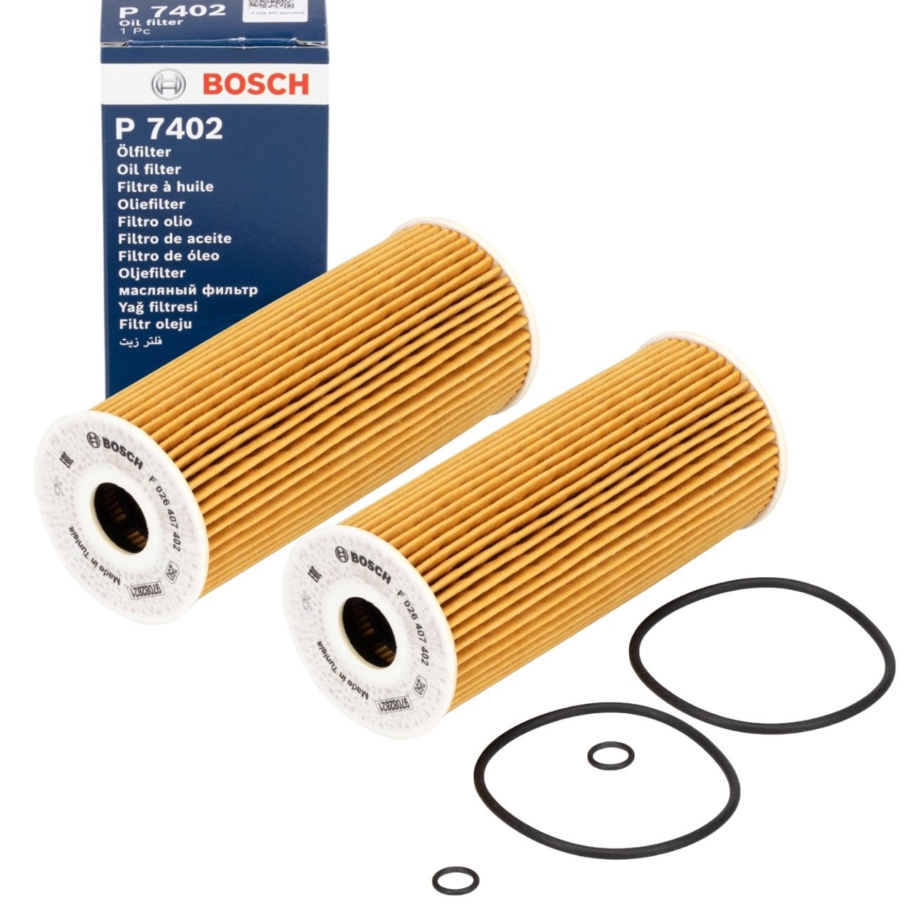 2x BOSCH F026407402 Oil Filter for AUDI, SEAT, SKODA, VW 1.9/2.0/2.5 TDI 074115562