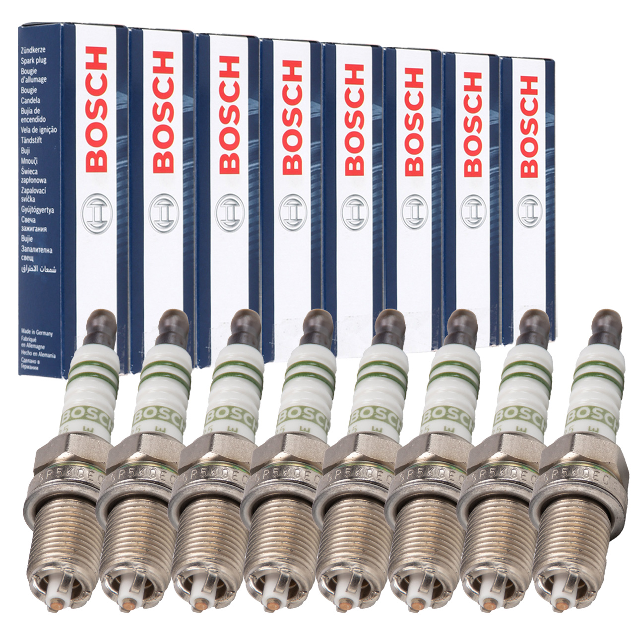 8x BOSCH FGR5KQE0 0242245590 Z&uuml;ndkerze f&uuml;r PORSCHE Cayenne (9PA) Turbo / S 4.5 bis 01.2007