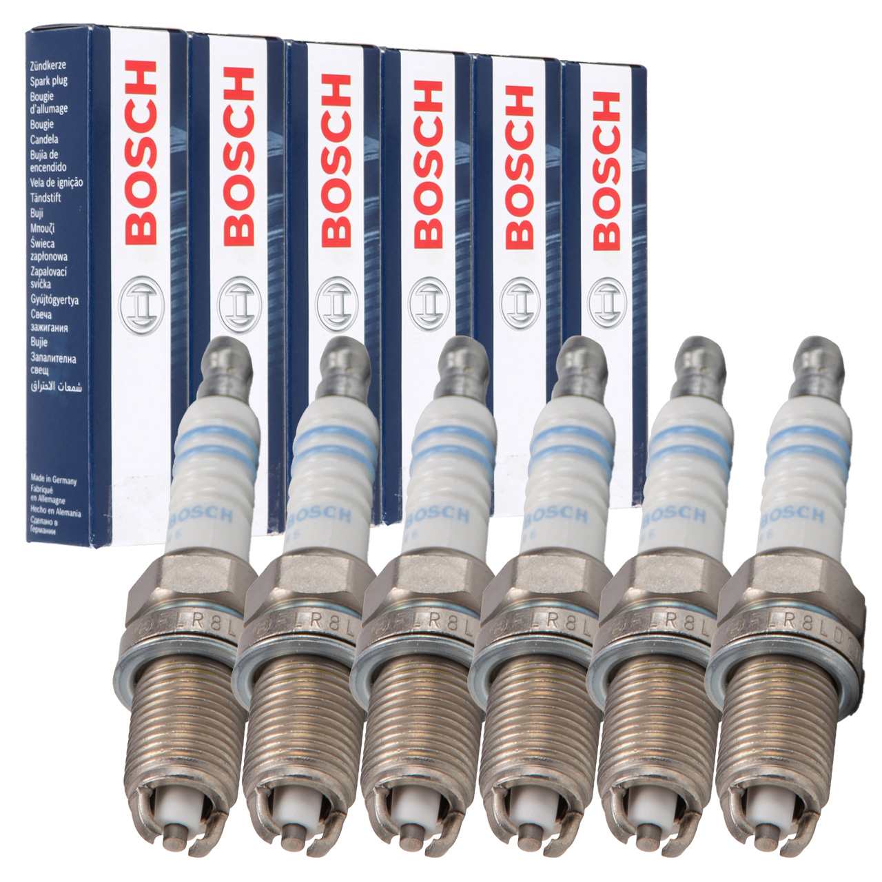 6x BOSCH FLR8LDCU+ 0242229654 Z&uuml;ndkerze f&uuml;r BMW 3er E36 325i 328i 5er E34 E39 525i 528i