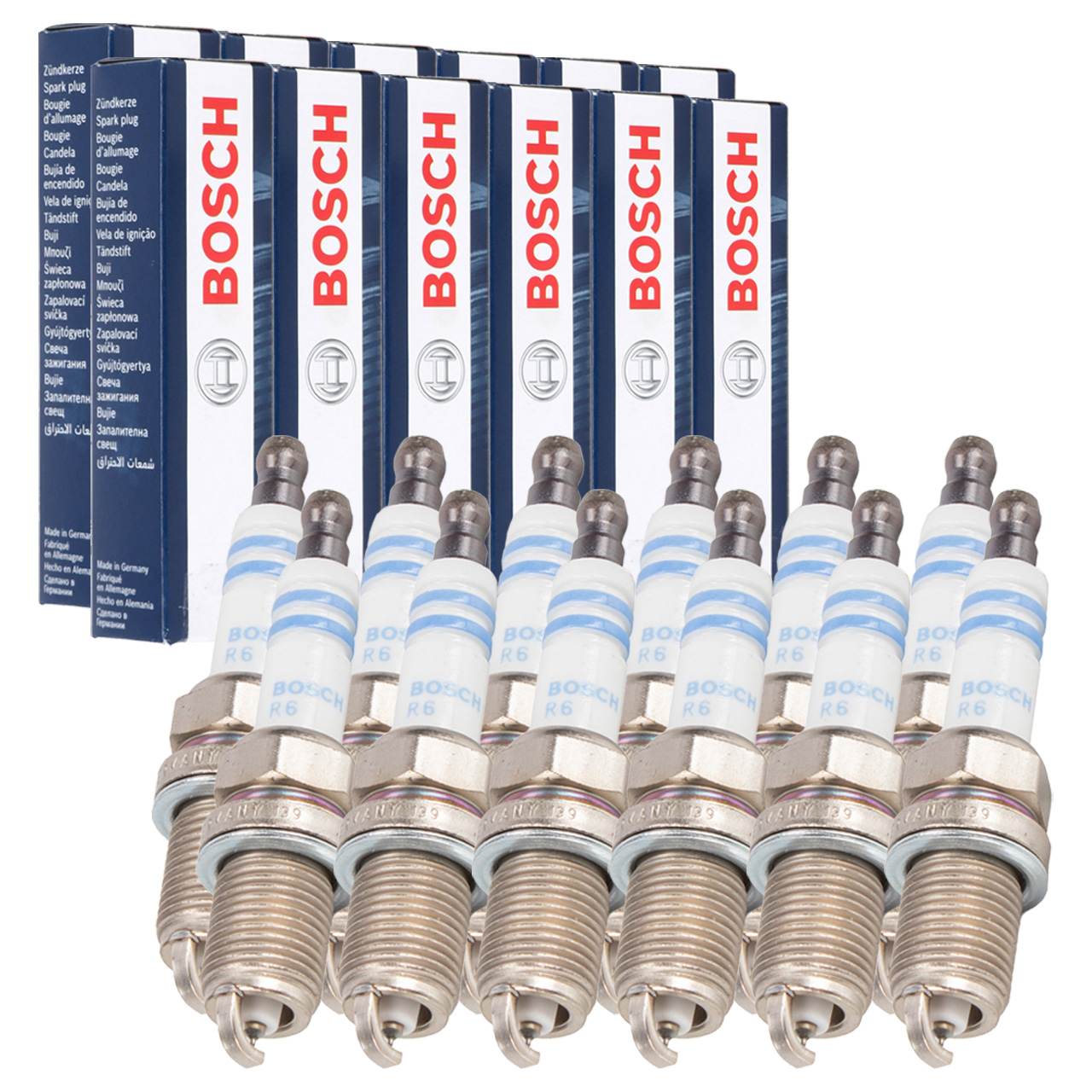 12x BOSCH 0242236571 FR7KI332S CNG LPG GAS Z&uuml;ndkerze f&uuml;r MERCEDES W202 W203 W210 W211 W463