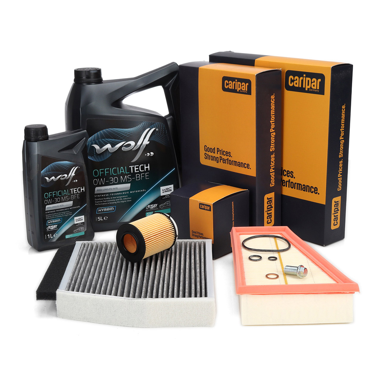 CARIPAR Filterset + 6L WOLF 0W-30 MS-BFE f&uuml;r MERCEDES W176 W246 C/X117 X156 M270