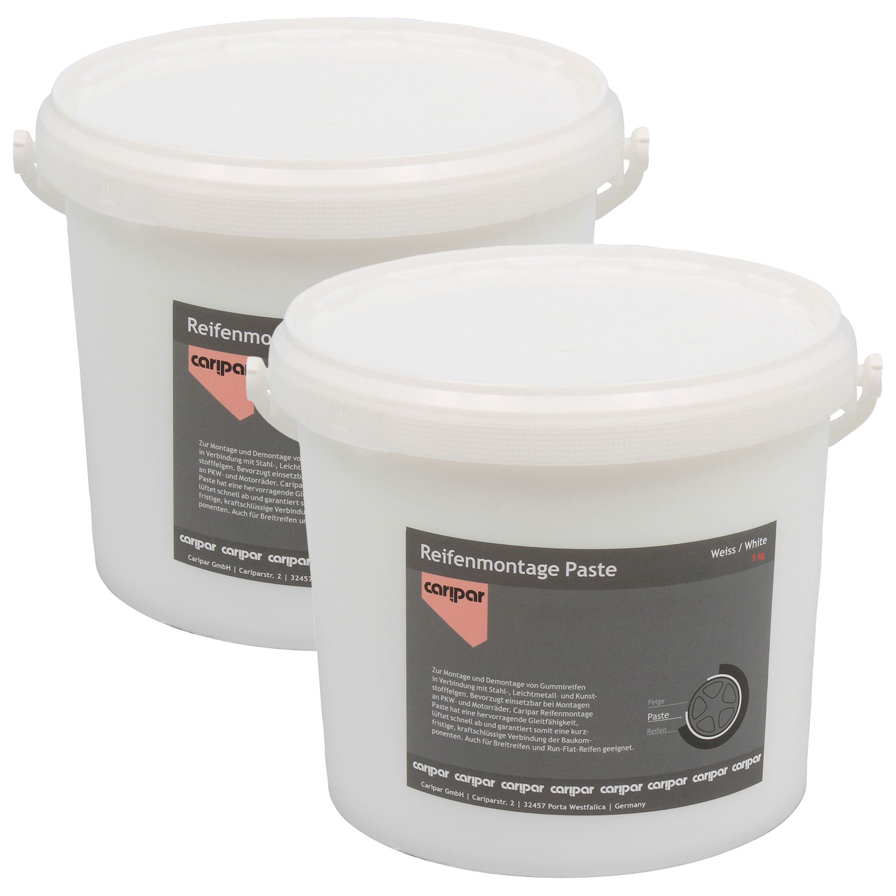 2 x 5 kg CARIPAR Tire Mounting Paste, Tire Mounting Wax Paste, Mounting Paste, WHITE