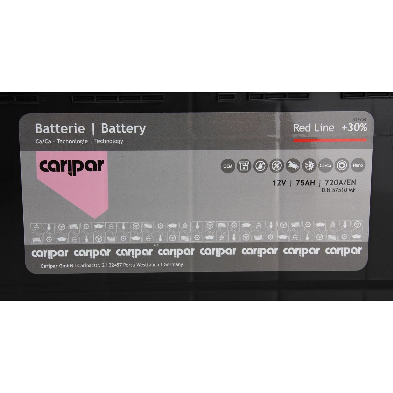 CARIPAR RED LINE +30% PKW KFZ Autobatterie Starterbatterie 12V 75Ah 720A/EN B13