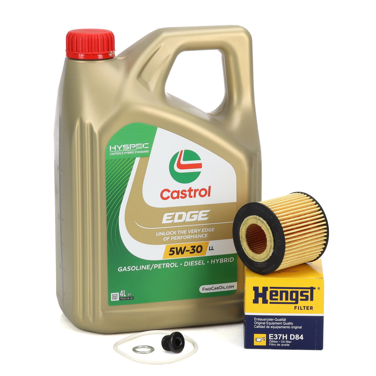 4L CASTROL EDGE 5W-30 LL Motoröl + HENGST Ölfilter für VW Polo Ibiza 3 Fabia 1 2 1.2/12V