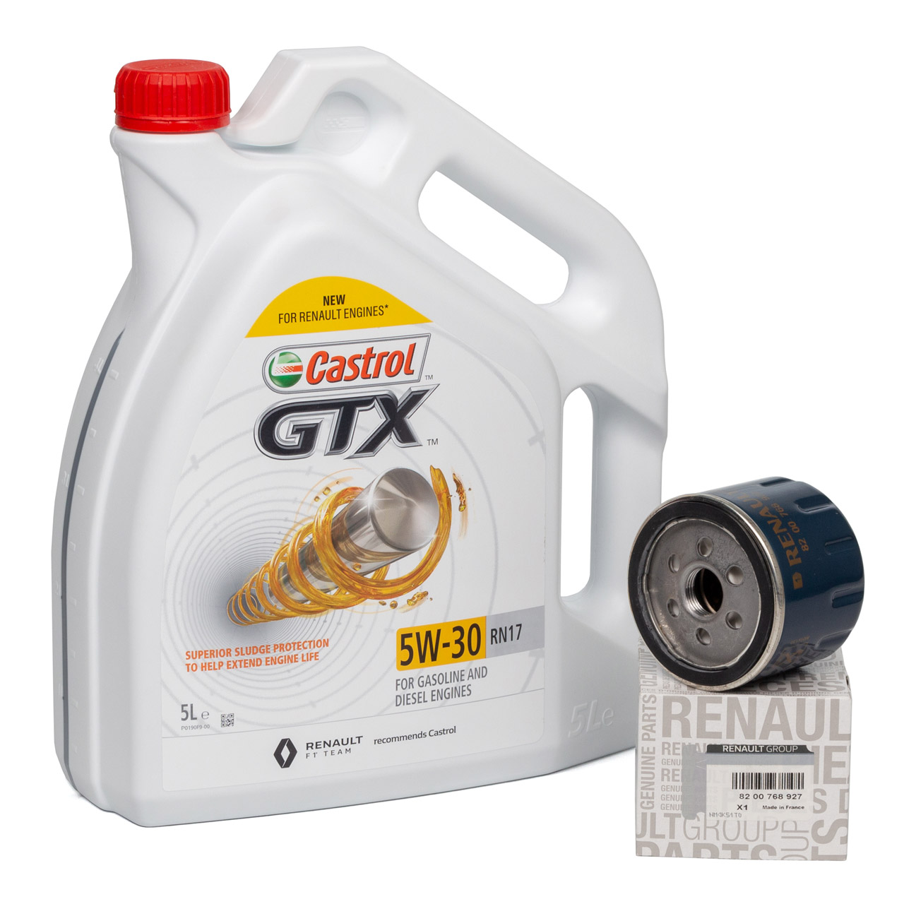 5L CASTROL GTX 5W-30 RN17 Motor&ouml;l + ORIGINAL Renault &Ouml;lfilter 8200768927
