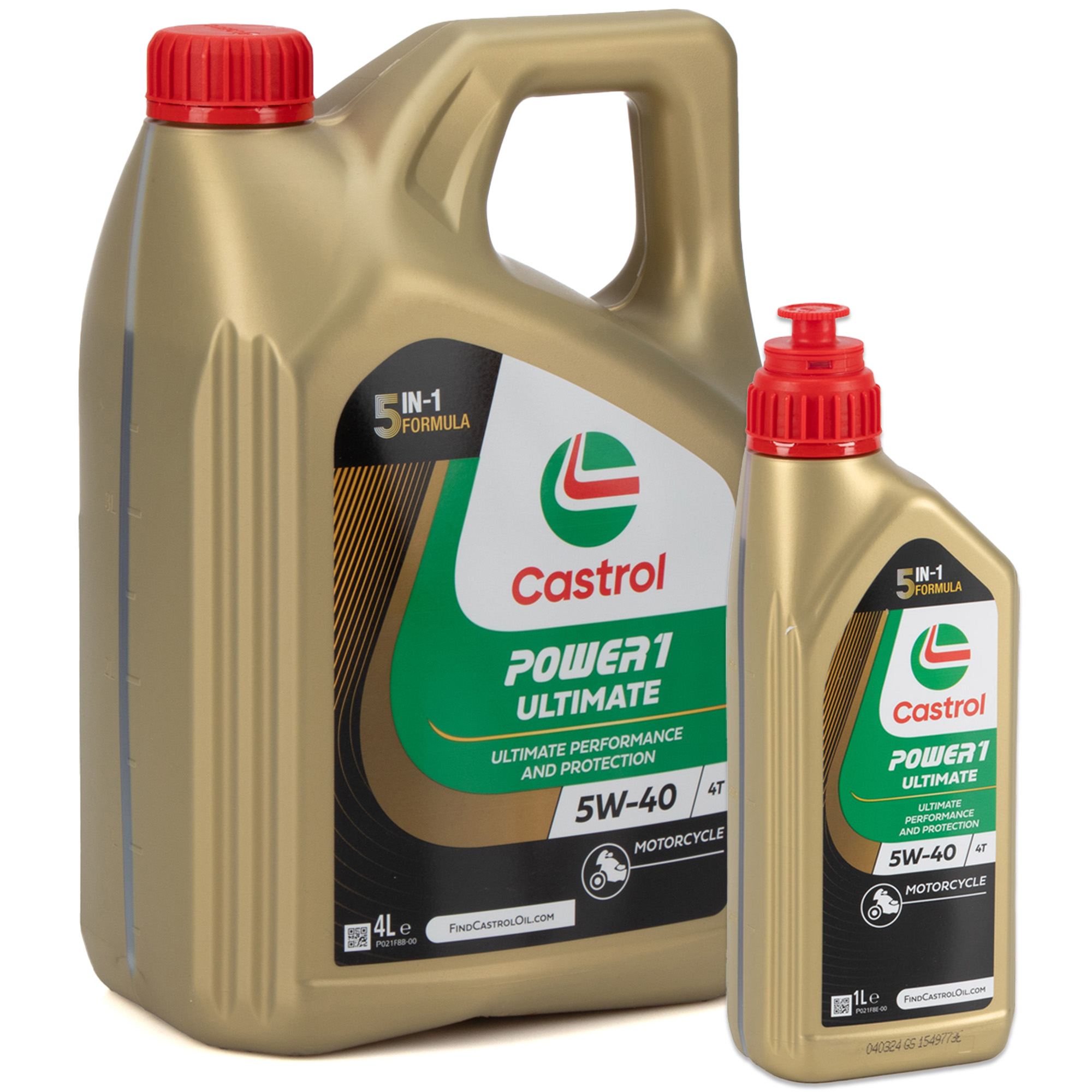 5L 5-liter CASTROL POWER 1 ULTIMATE 4T 5W-40 Motorcycle Engine Oil API SN JASO MA-2